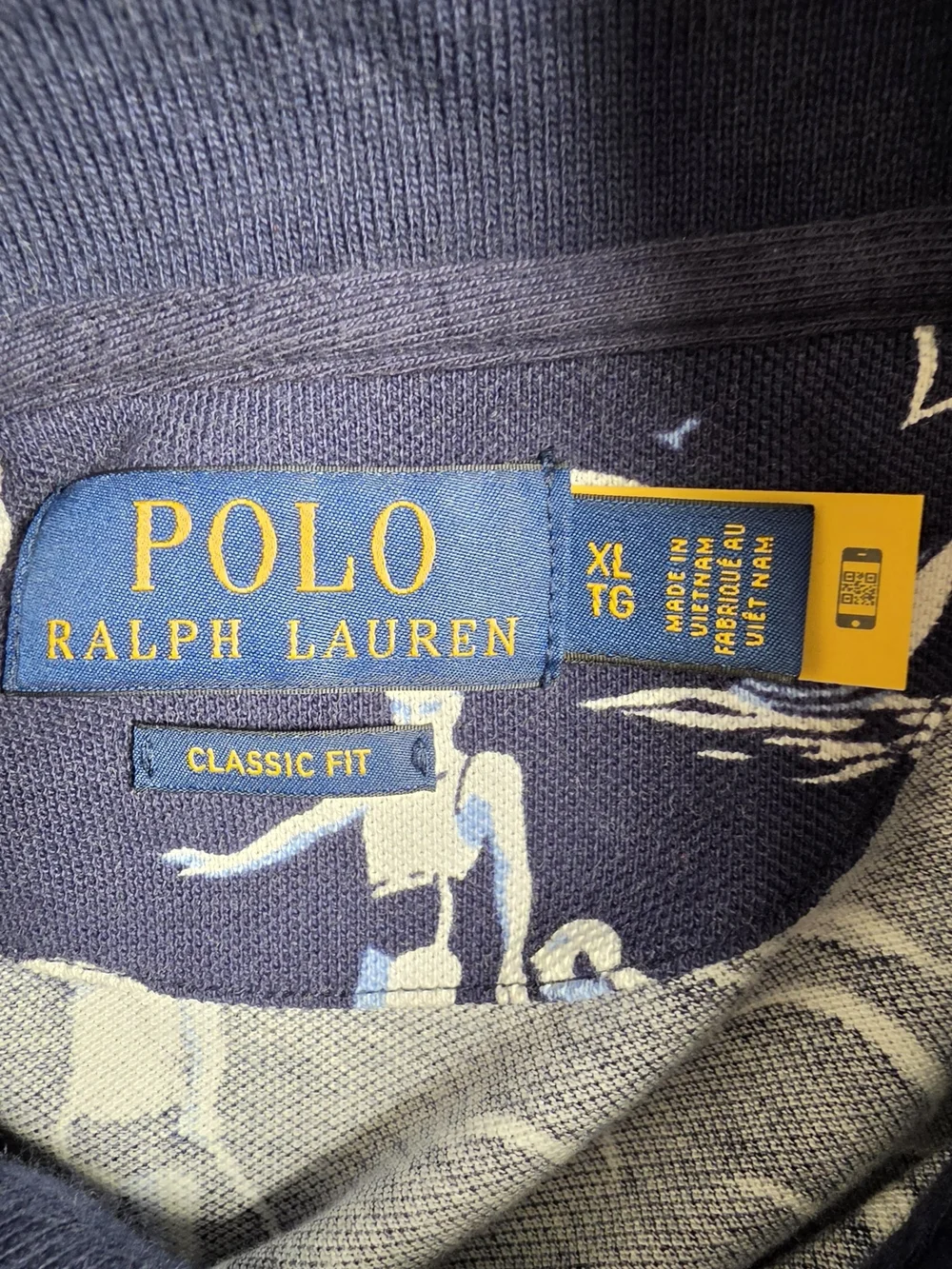 Polo by Ralph Lauren Navy Blue Surf-Print Polo